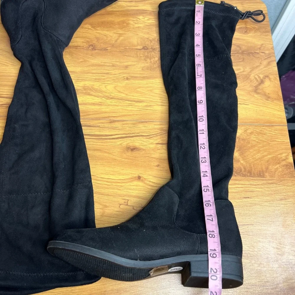 Sugar Unna Black‎ Faux Suede Over-The-Knee Boots Size 6 Tall Slip On Casual NEW